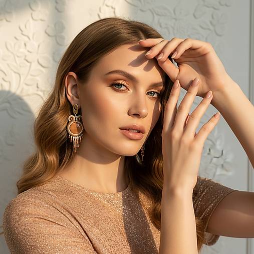 Náušnice - Šujtášové náušnice ZÁPAD SLNKA - 18035701_