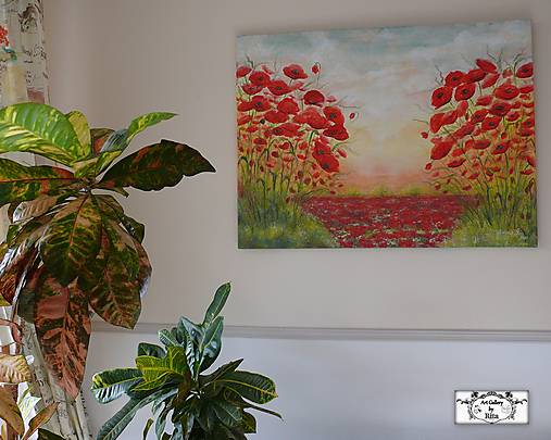 Obrazy - Maľba "Červené maky" ( 80x60 cm )❤️AKCIA! - 18035751_