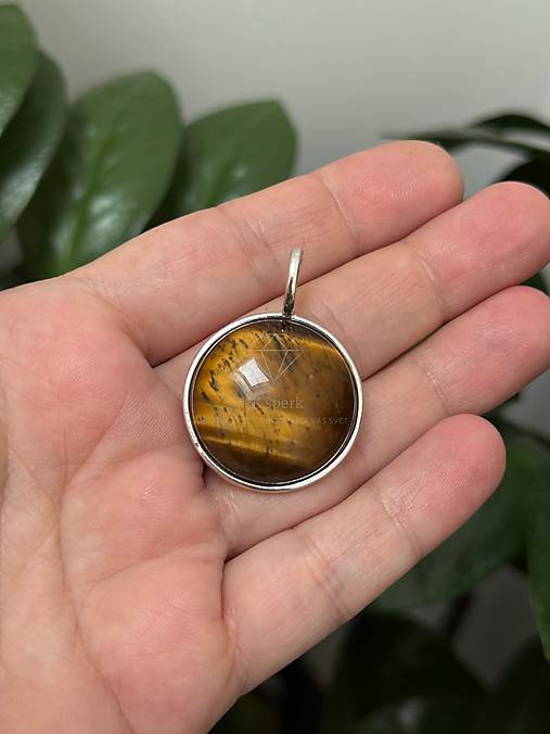 Strieborný 925/1000 prívesok s tigrím okom