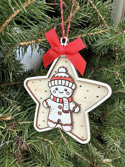 Ozdoba na stromček drevená maľovaná