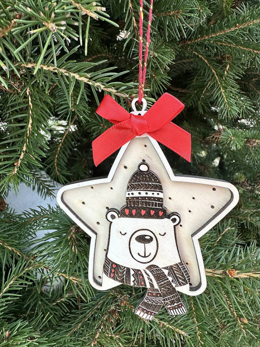 Ozdoba na stromček drevená maľovaná