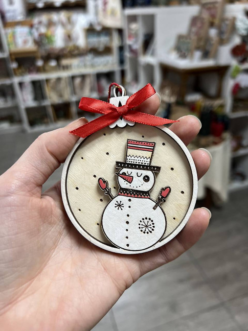 Ozdoba na stromček drevená maľovaná