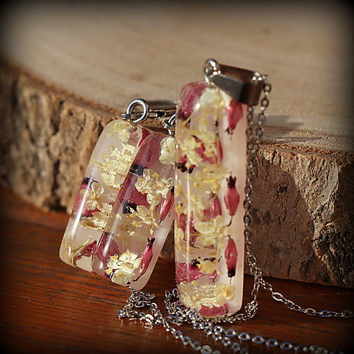 Sada živicový prívesok a náušnice Baza a vresovec