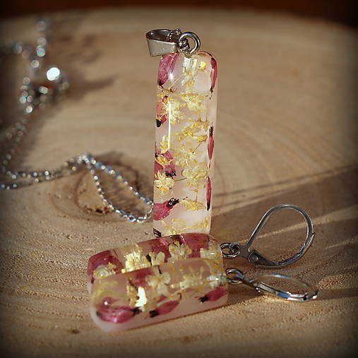 Sada živicový prívesok a náušnice Baza a vresovec