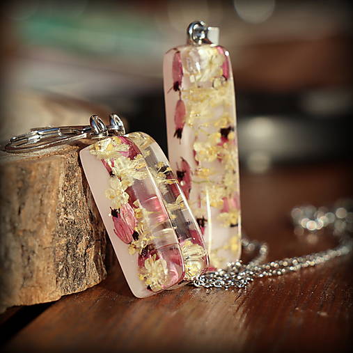 Sada živicový prívesok a náušnice Baza a vresovec