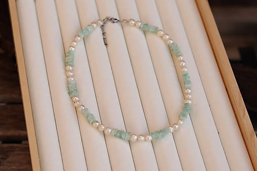 Náhrdelník - perly a amazonit
