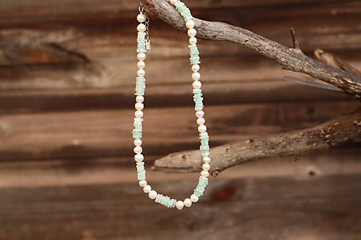 Náhrdelník - perly a amazonit