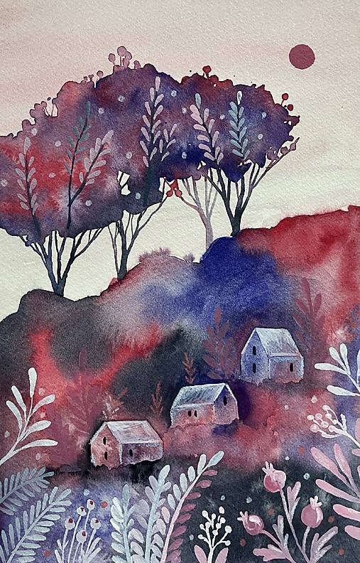 Obrazy - Originál ilustrácia Ružové údolie - 18037205_