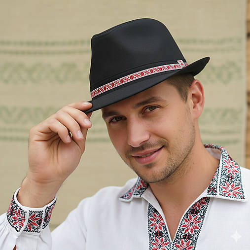 Čiapky, čelenky, klobúky - Pánsky Klobúk s Červenou Stuhou - 18038244_