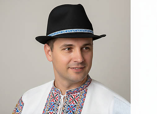 Čiapky, čelenky, klobúky - Pánsky Klobúk s Modrou Stuhou - 18038246_