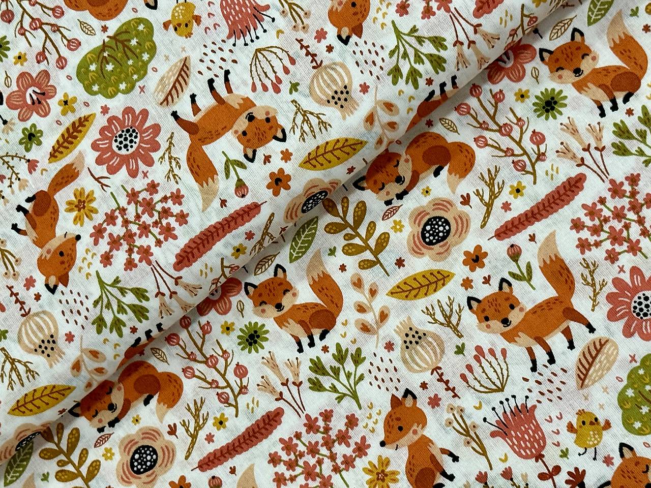 100% BAVLNA STOF FOXY/ LÍŠKY