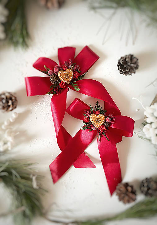 Vianočné mašle do vlasov  "hrejivá láska Vianoc"