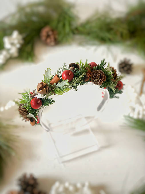 Vianočná čelenka "mágia vianočného lesa"