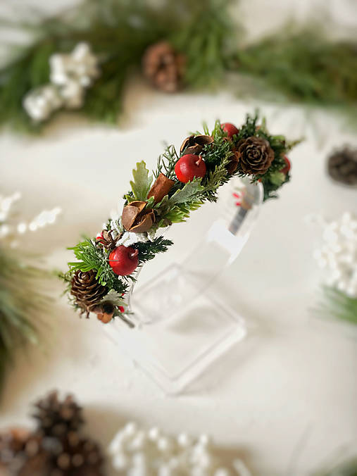 Vianočná čelenka "mágia vianočného lesa"