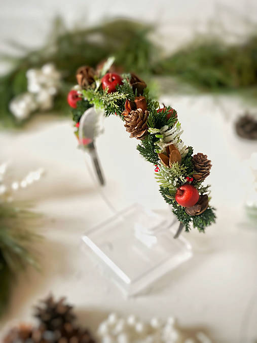 Vianočná čelenka "mágia vianočného lesa"