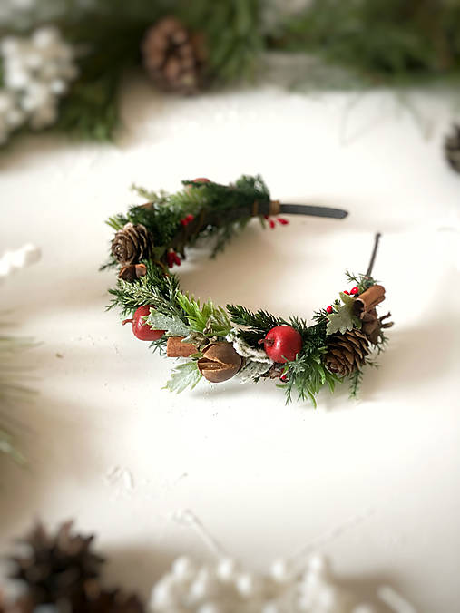 Vianočná čelenka "mágia vianočného lesa"