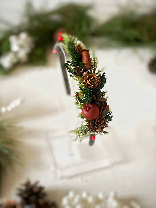 Vianočná čelenka "mágia vianočného lesa" - na stranu