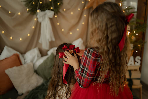 Vianočné mašle do vlasov  "hrejivá láska Vianoc"