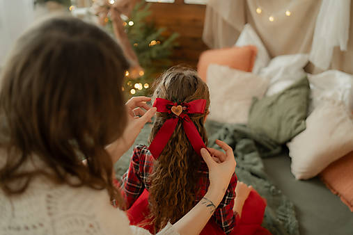 Vianočné mašle do vlasov  "hrejivá láska Vianoc"