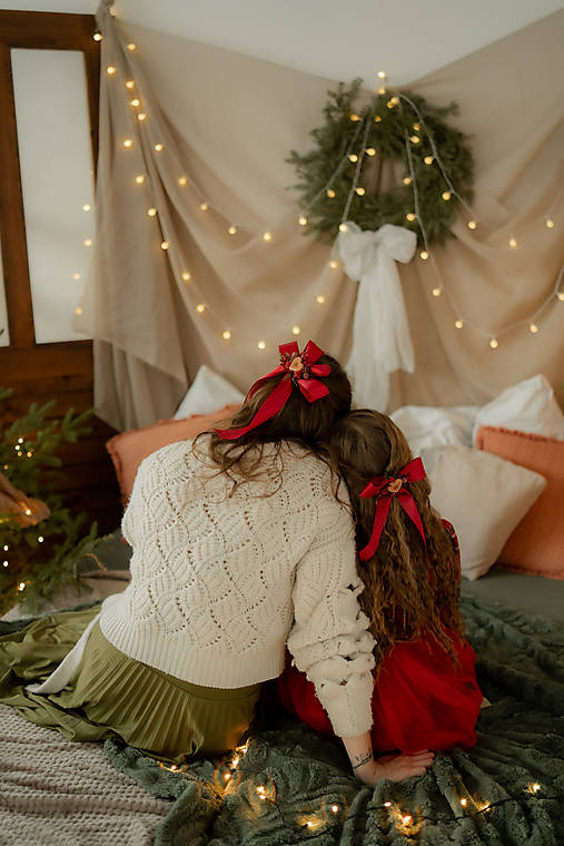 Vianočné mašle do vlasov  "hrejivá láska Vianoc"