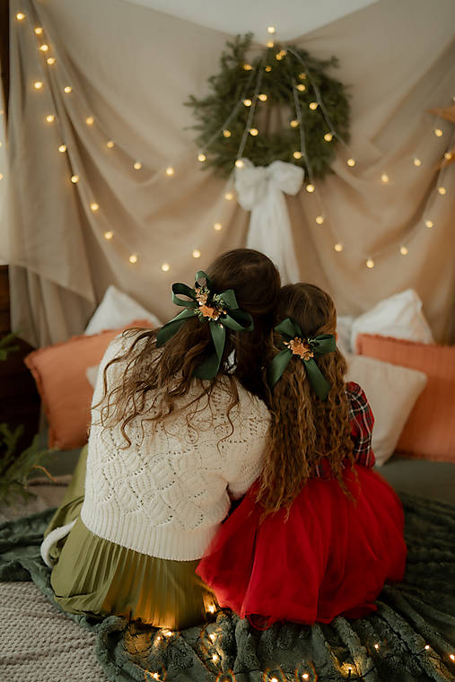 Vianočné mašle do vlasov  "pokoj vianočných dní"