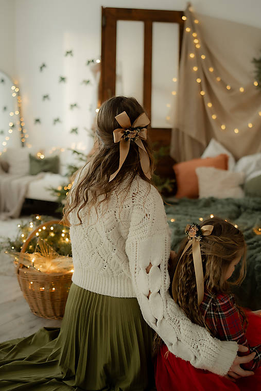 Vianočné mašle do vlasov  "pokoj vianočných dní"