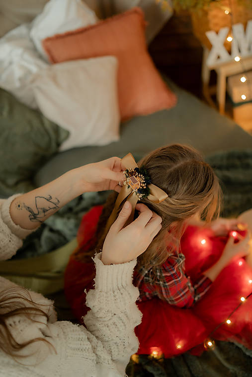 Vianočné mašle do vlasov  "pokoj vianočných dní"