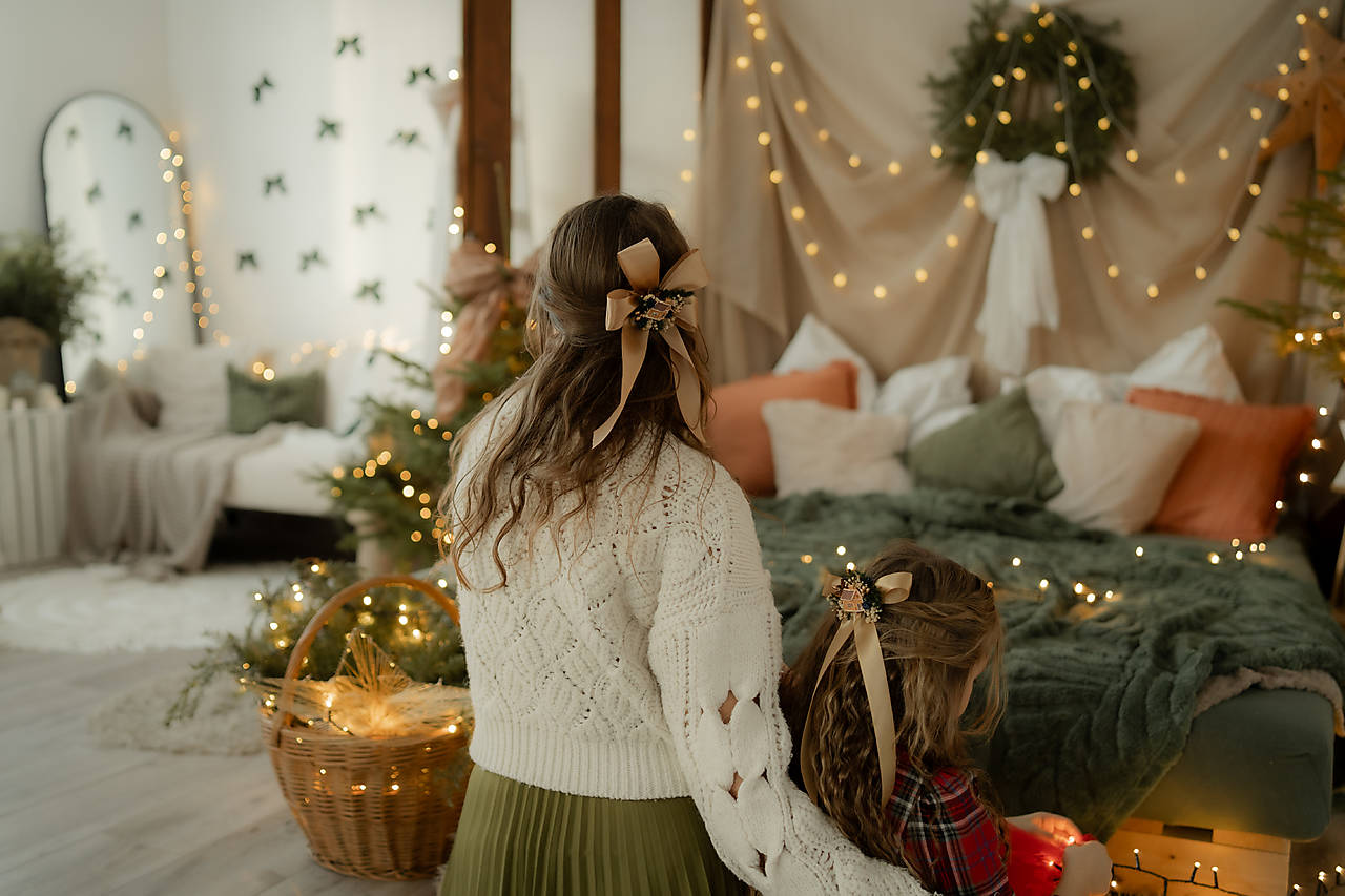 Vianočné mašle do vlasov  "pokoj vianočných dní"