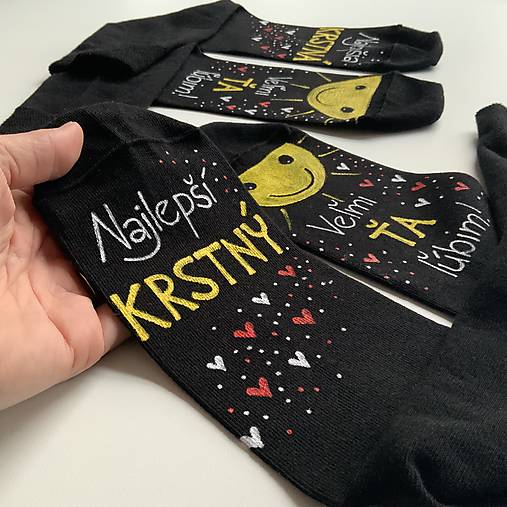 Maľované ponožky pre najlepšiu /výnimočnú KRSTNÚ (Čierne)