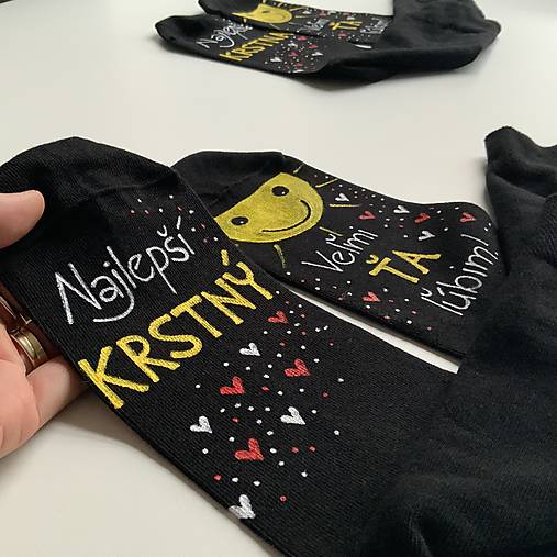 Maľované ponožky pre najlepšiu /výnimočnú KRSTNÚ (Čierne)