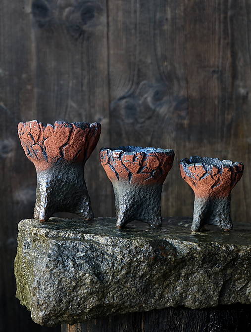 Nádoby - Séria troch kvetináčov s hrdzou - 18037563_