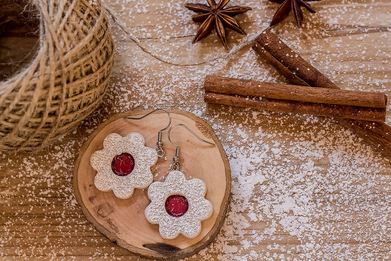 Linecké pečivo - náušničky (visiace)