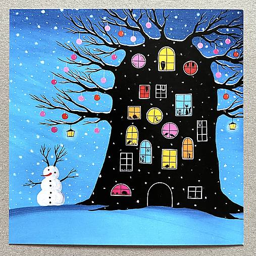 Klasické pohľadnice 15x15cm (Zvieratká v bútľavom strome)