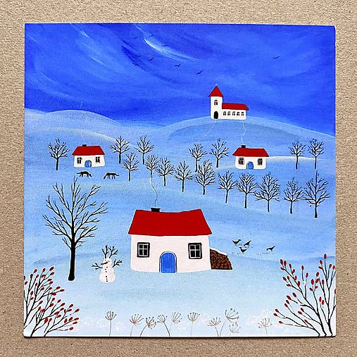 Klasické pohľadnice 15x15cm (Dedinka s červeným strechami)