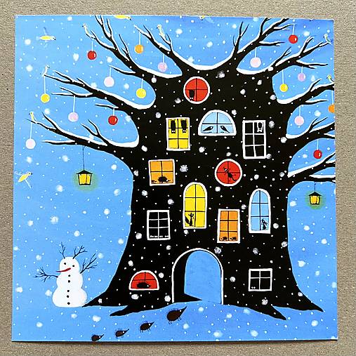 Klasické pohľadnice 15x15cm (Snehuliak a ježkovia)