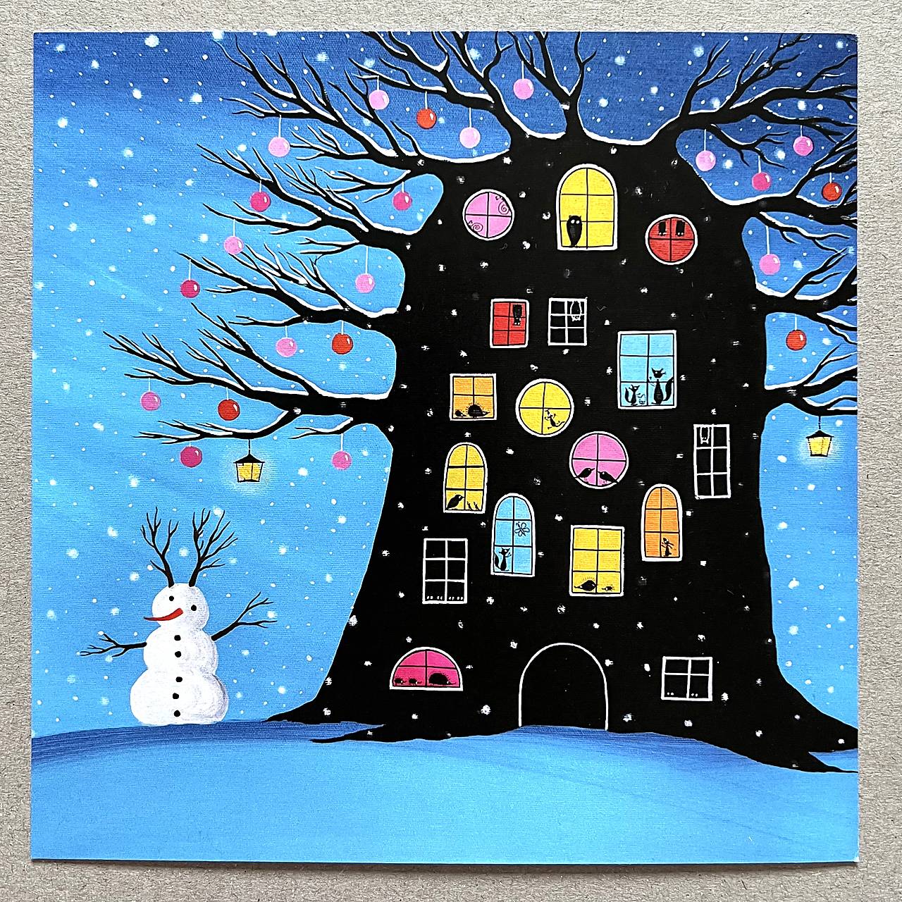 Klasické pohľadnice 15x15cm (Zvieratká v bútľavom strome)