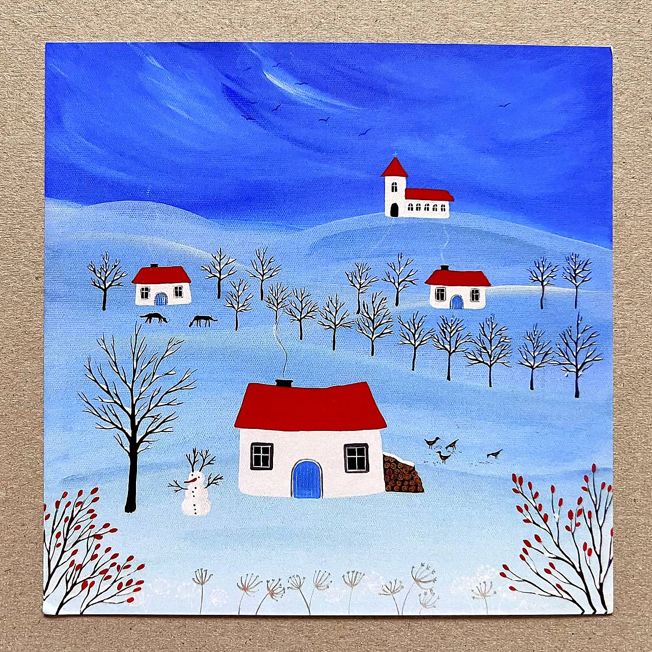 Klasické pohľadnice 15x15cm (Dedinka s červeným strechami)