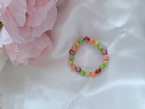 Detské doplnky - Detské náramky špirála (červeno- oranžovo- zelená) - 18037696_