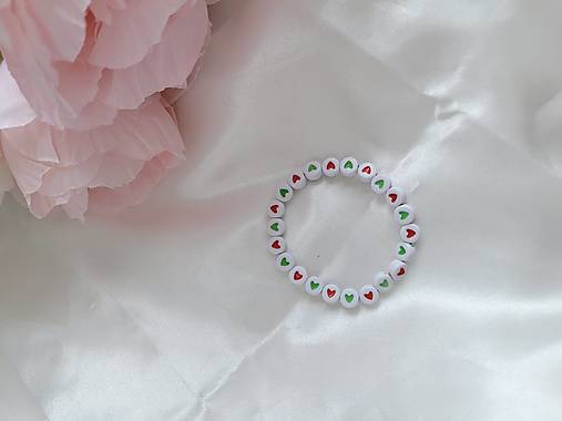 Detské doplnky - Detský náramok srdiečka (Zeleno-červená) - 18037724_