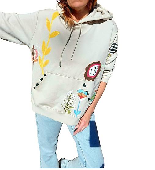 Mikina malovaná s květy