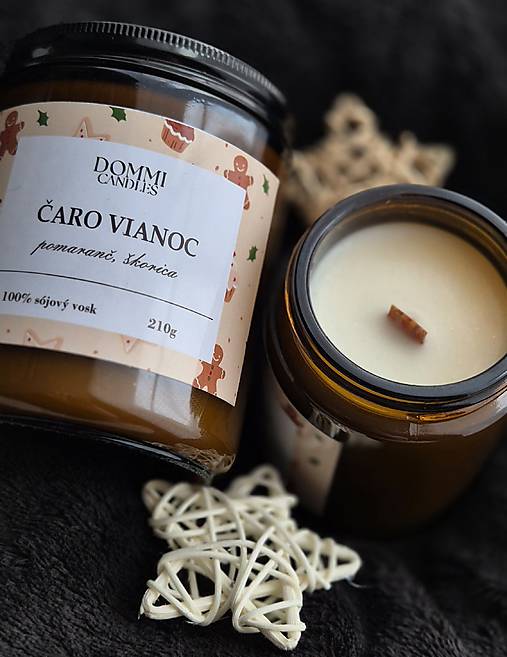 Čaro Vianoc – sójová sviečka s vôňou pomaranča a škorice