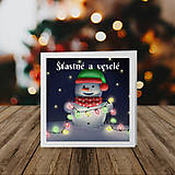 Papiernictvo - Snehuliačik so svetielkami - vianočná pohľadnica - 18038318_