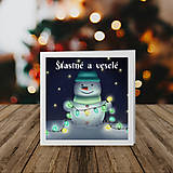 Papiernictvo - Snehuliačik so svetielkami - vianočná pohľadnica - 18038320_