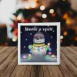 Papiernictvo - Snehuliačik so svetielkami - vianočná pohľadnica - 18038321_