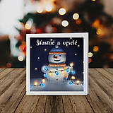 Papiernictvo - Snehuliačik so svetielkami - vianočná pohľadnica - 18038322_