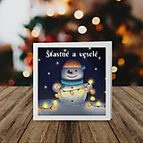 Papiernictvo - Snehuliačik so svetielkami - vianočná pohľadnica - 18038323_