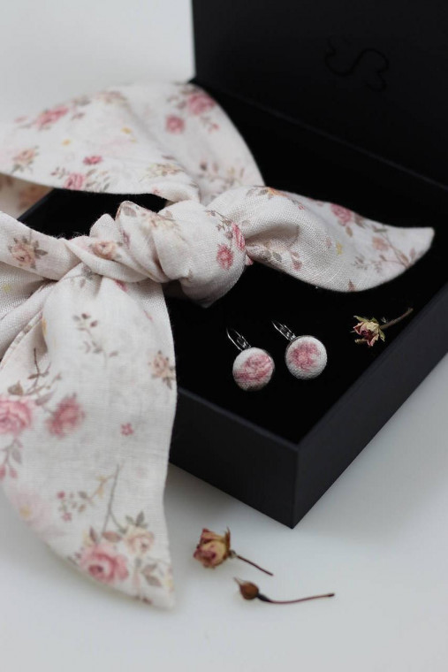 Darček pre ňu - Exkluzívny set, Prémiová ľanová šatka v darčekovej krabici