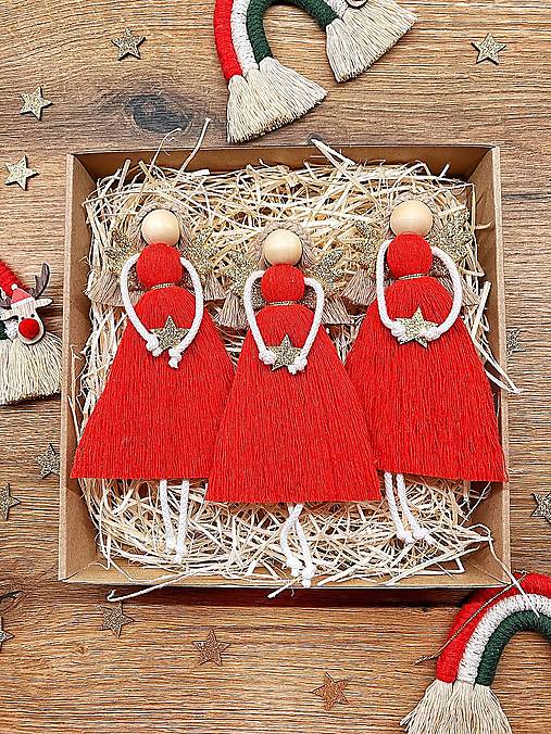 Farební anjeli na stromček (Červená)