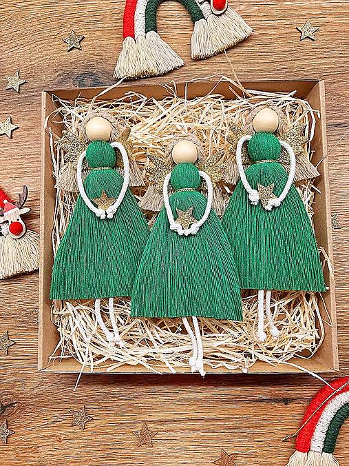 Farební anjeli na stromček (Zelená)