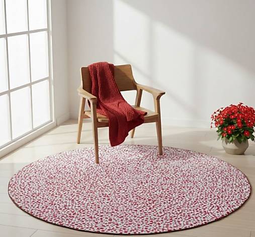 Okrúhly koberec - Červené bodky na bielom